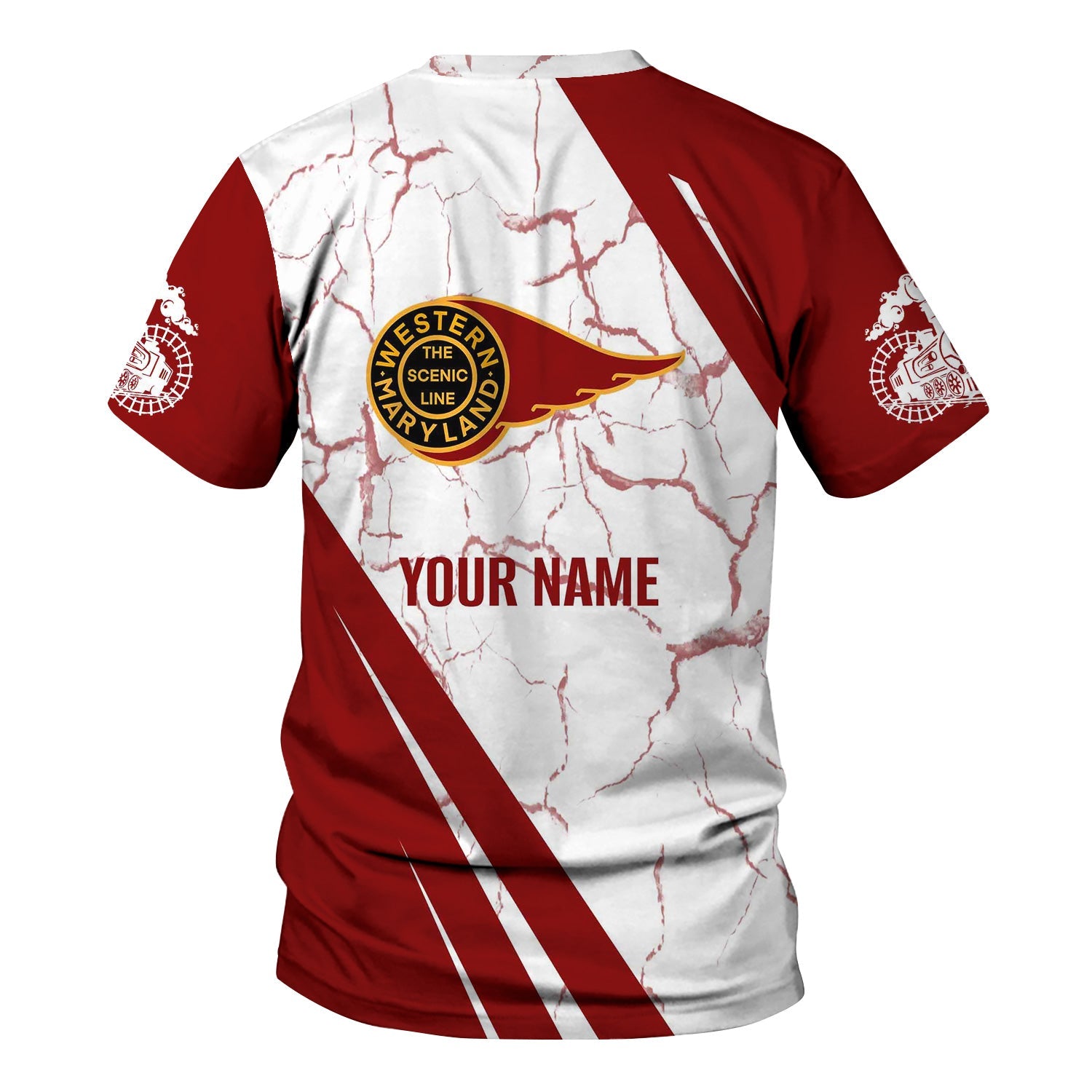 Railspirit Personalized Western Maryland Railway T-Shirt Crackle Texture Style Shirt For Trackhead