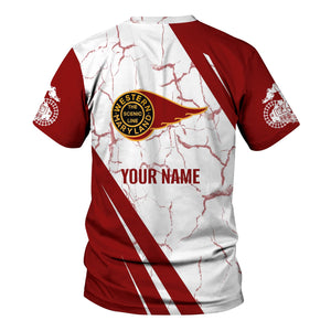 Railspirit Personalized Western Maryland Railway T-Shirt Crackle Texture Style Shirt For Trackhead