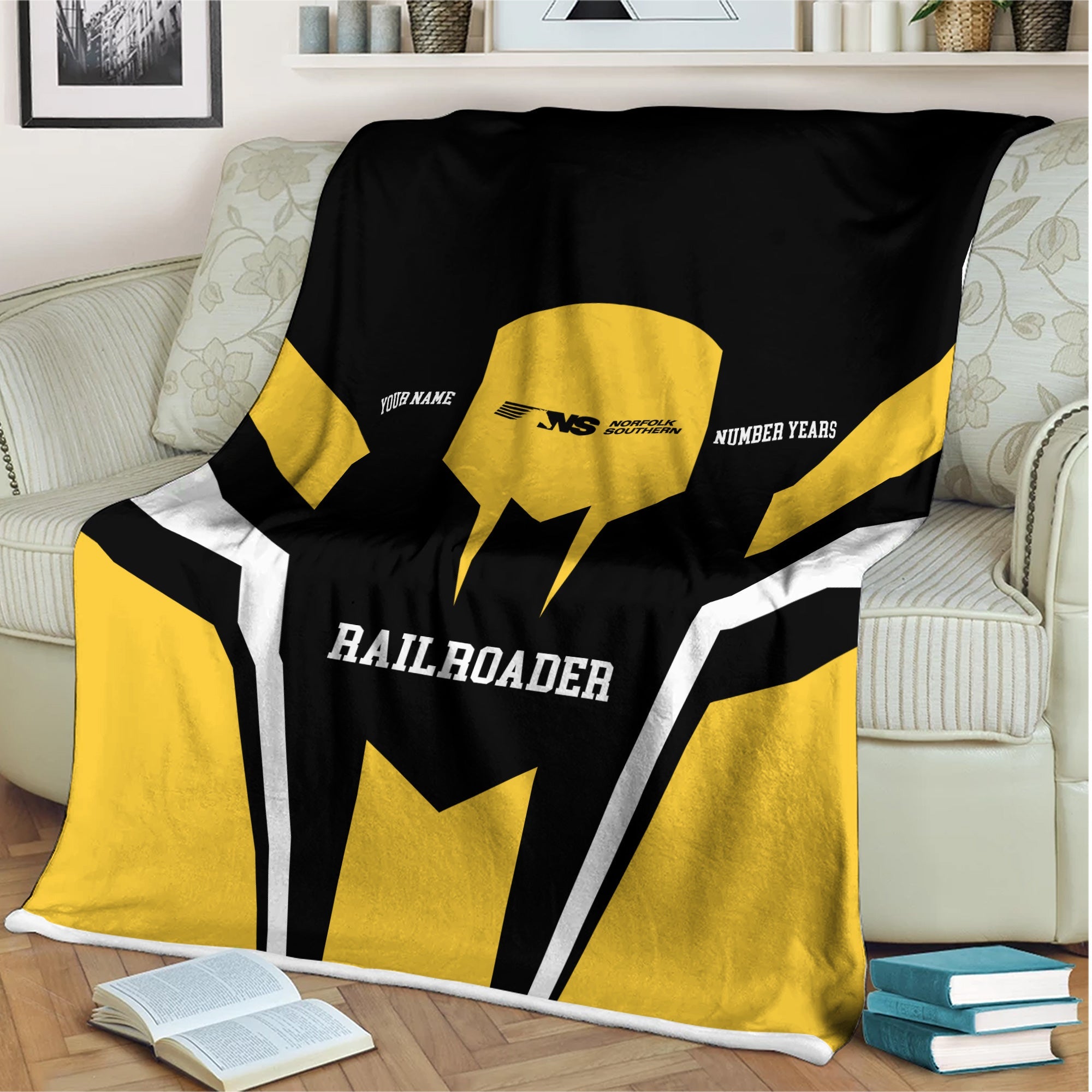 Railspirit Personalized Norfolk Southern Railway Blanket Custom Year Railroader Gift Idea For Train Lover