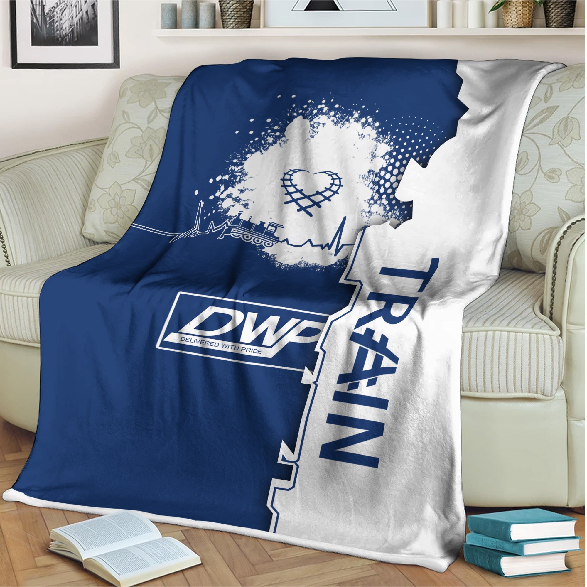 Railspirit Duluth, Winnipeg and Pacific Railway Blanket Engine Heartbeat and Track Love Style Blanket Gift Idea For Train Lovers