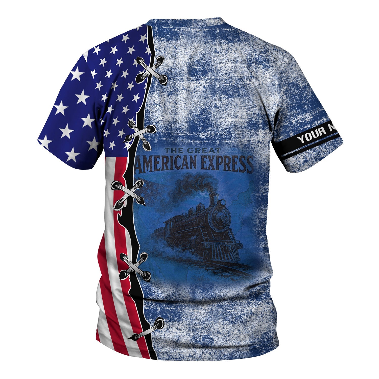 Railspirit Personalized Duluth, Winnipeg and Pacific Railway T-Shirt Retro American Express Train With USA Flag Shirt
