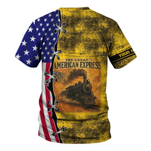 Railspirit Personalized Central of Georgia Railway T-Shirt Retro American Express Train With USA Flag Shirt