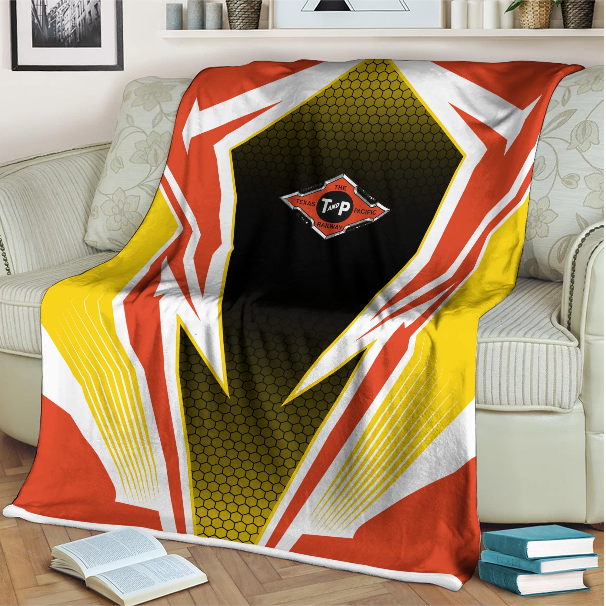 Railspirit Texas and Pacific Railway Blanket Lightning Graphic Style Blanket Gift Idea For Train Lover