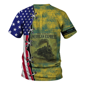Railspirit Personalized Southern Railway U.S T-Shirt Retro American Express Train With USA Flag SOU Shirt