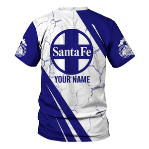 Railspirit Personalized Santa Fe Railway T-Shirt Crackle Texture Style Atchison, Topeka and Santa Fe Railway Shirt For Trackhead