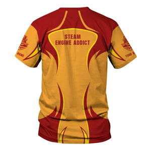 Railspirit Personalized Chicago South Shore and South Bend Railroad T-Shirt Distinctive Flame Style Shirt For Steam Engine Addict
