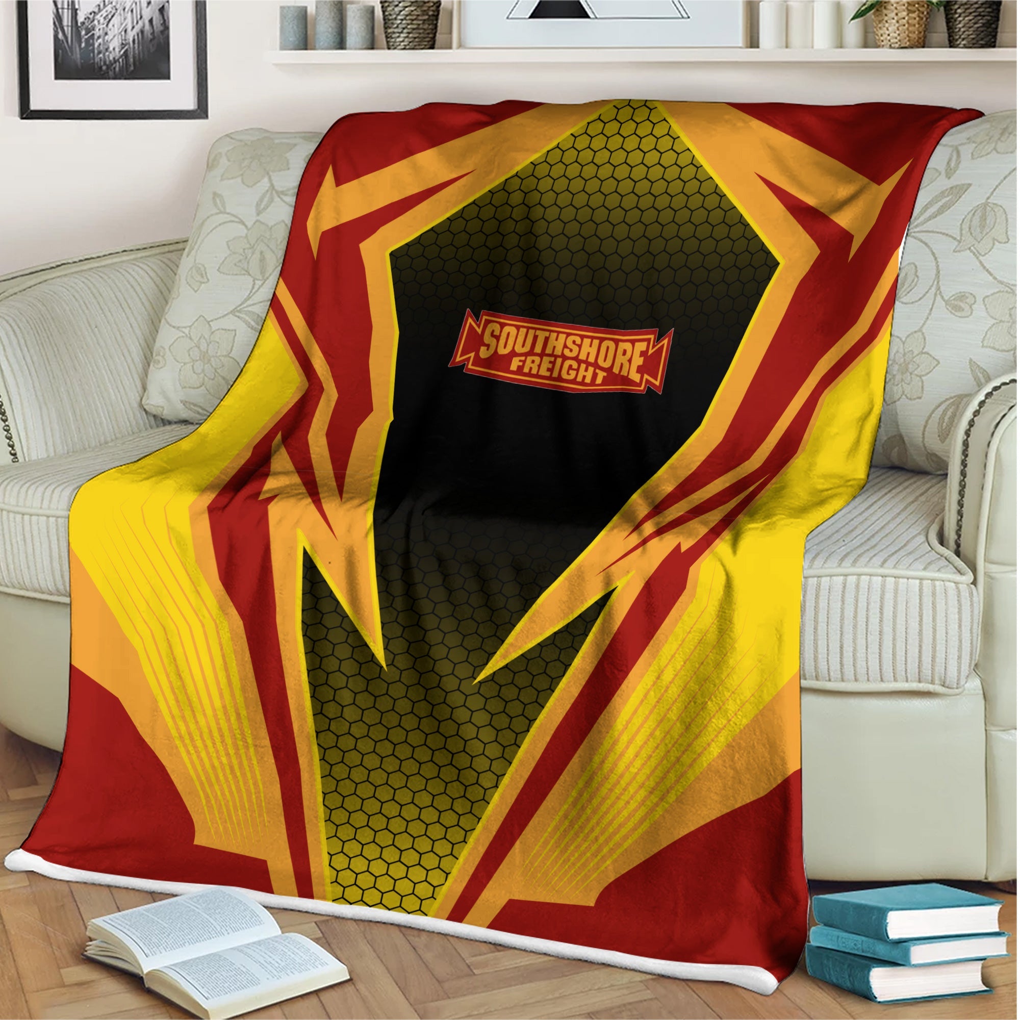 Railspirit Chicago South Shore and South Bend Railroad Blanket Lightning Graphic Style Blanket Gift Idea For Train Lover