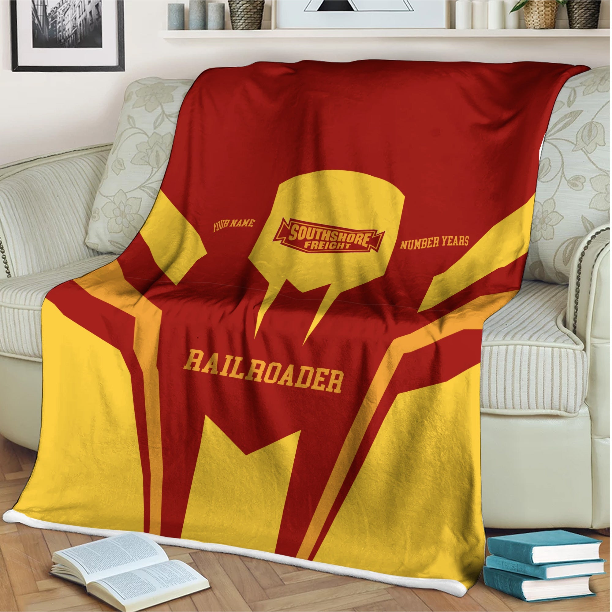 Railspirit Personalized Chicago South Shore and South Bend Railroad Blanket Custom Year Railroader Gift Idea For Train Lover