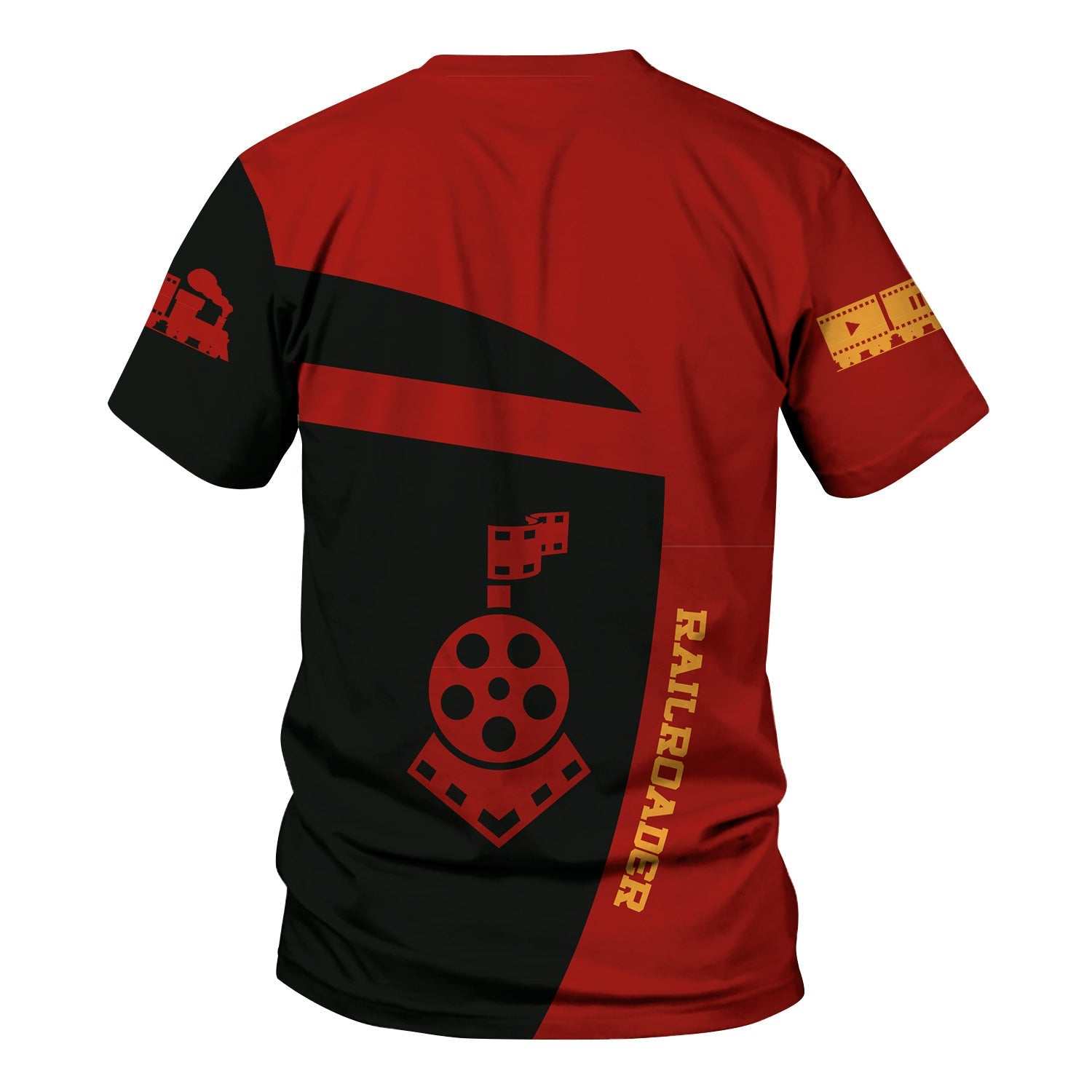 Railspirit Personalized Chicago South Shore and South Bend Railroad T-Shirt All Aboard Steam Train Movie Projector Style Shirt