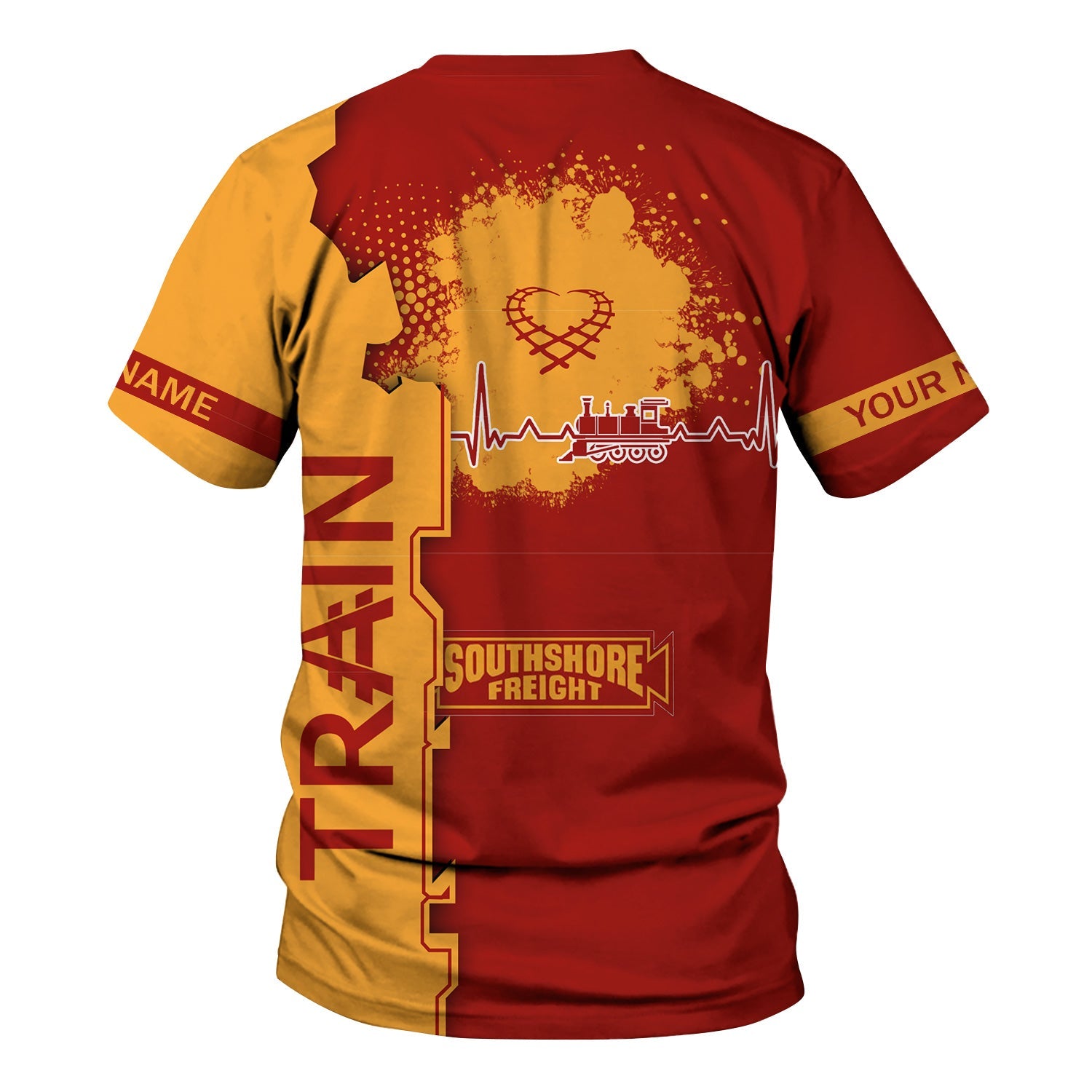 Railspirit Personalized Chicago South Shore and South Bend Railroad T-Shirt Engine Heartbeat and Track Love Style Shirt Gift Idea For Train Lovers