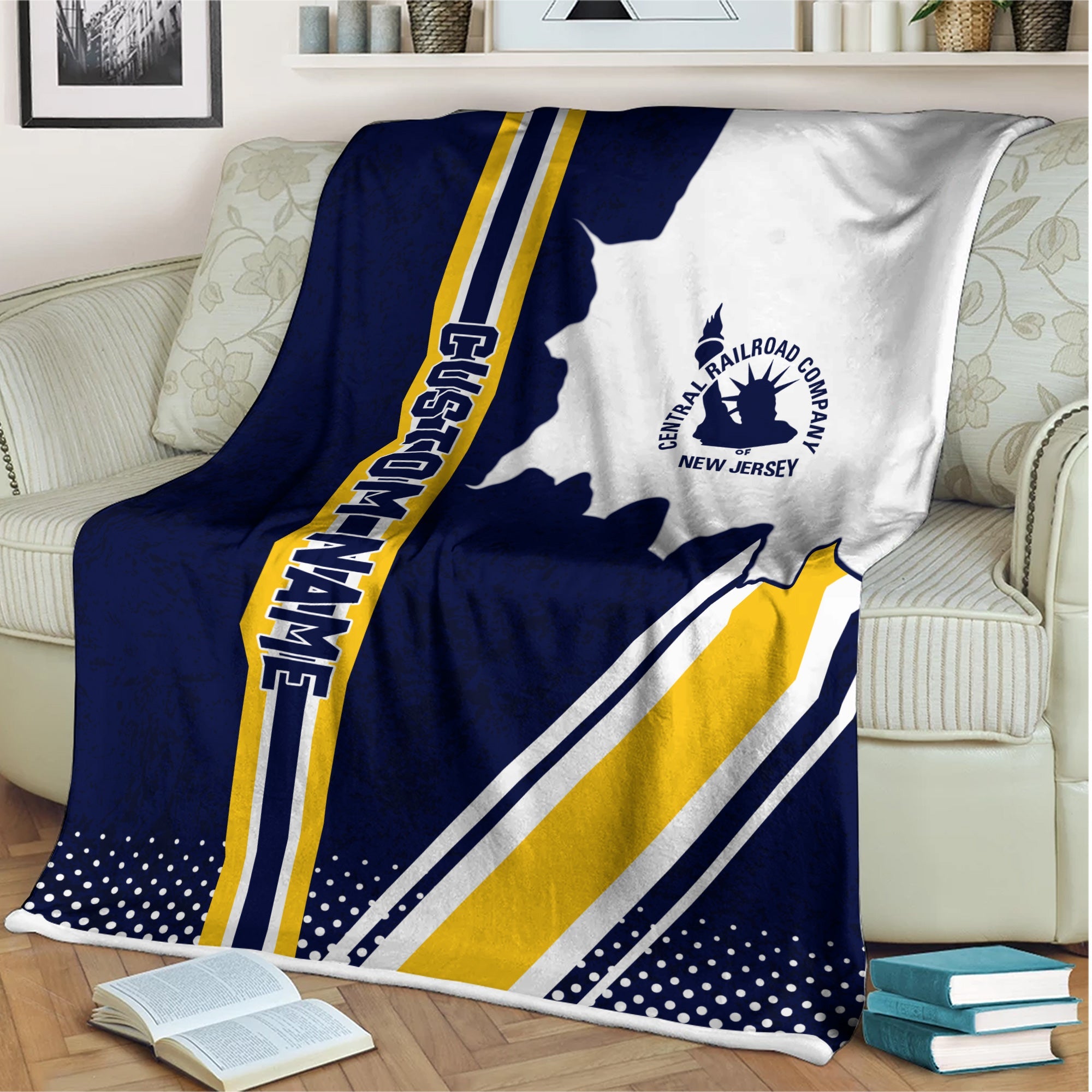 Railspirit Personalized Jersey Central Railroad Blanket Vintage All Over Printed Blanket