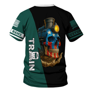 Railspirit Personalized Great Western Railway T-Shirt Train Skull American Flag Shirt All Over Print