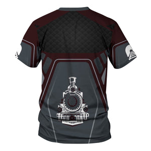 Railspirit Personalized London, Midland and Scottish Railway T-Shirt Steam Locomotive Engine Graphic Train Shirt All Over Print
