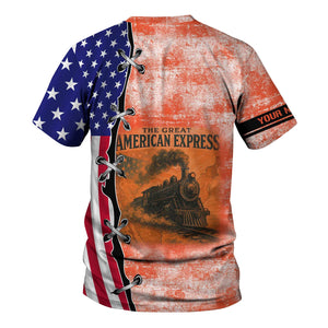 Railspirit Personalized Avanti West Coast T-Shirt Retro American Express Train With USA Flag Shirt