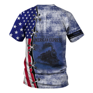 Railspirit Personalized London and North Eastern Railway T-Shirt Retro American Express Train With USA Flag Shirt