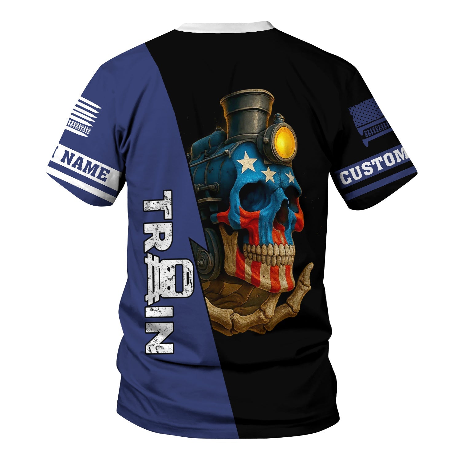 Railspirit Personalized London and North Eastern Railway T-Shirt Train Skull American Flag Shirt All Over Print