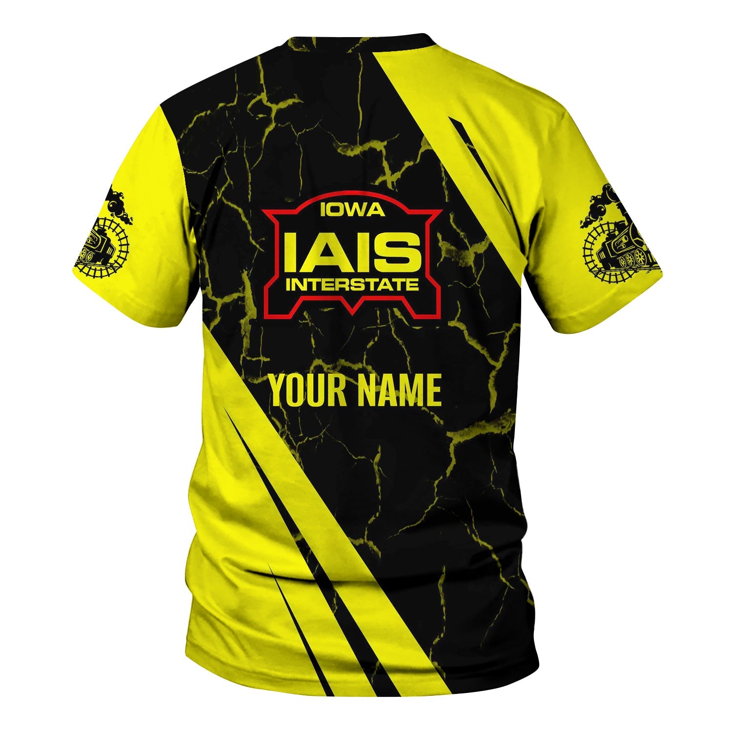 Railspirit Personalized Iowa Interstate Railroad T-Shirt Crackle Texture Style IAIS Shirt For Trackhead