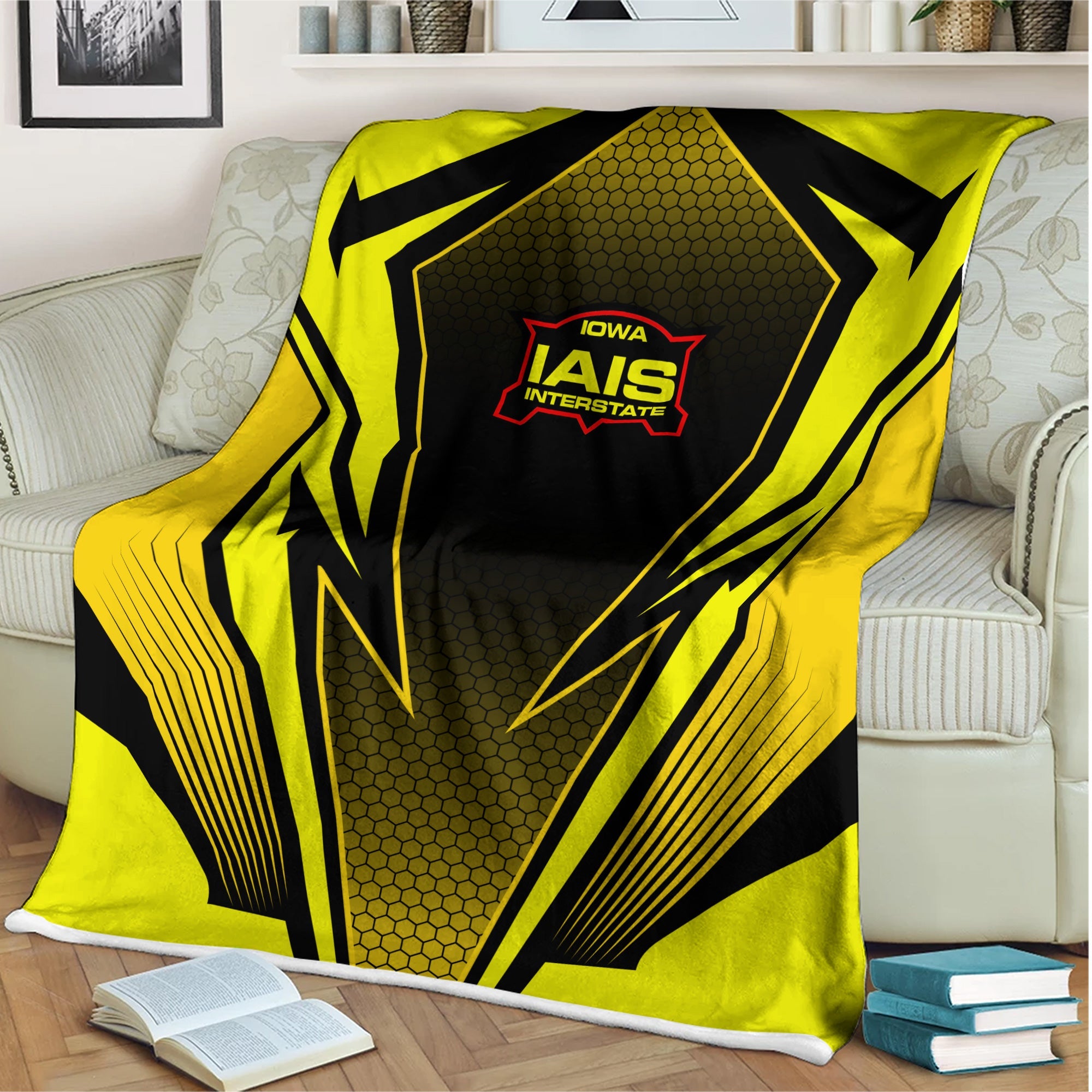 Railspirit Iowa Interstate Railroad Blanket Lightning Graphic Style IAIS Blanket Gift Idea For Train Lover