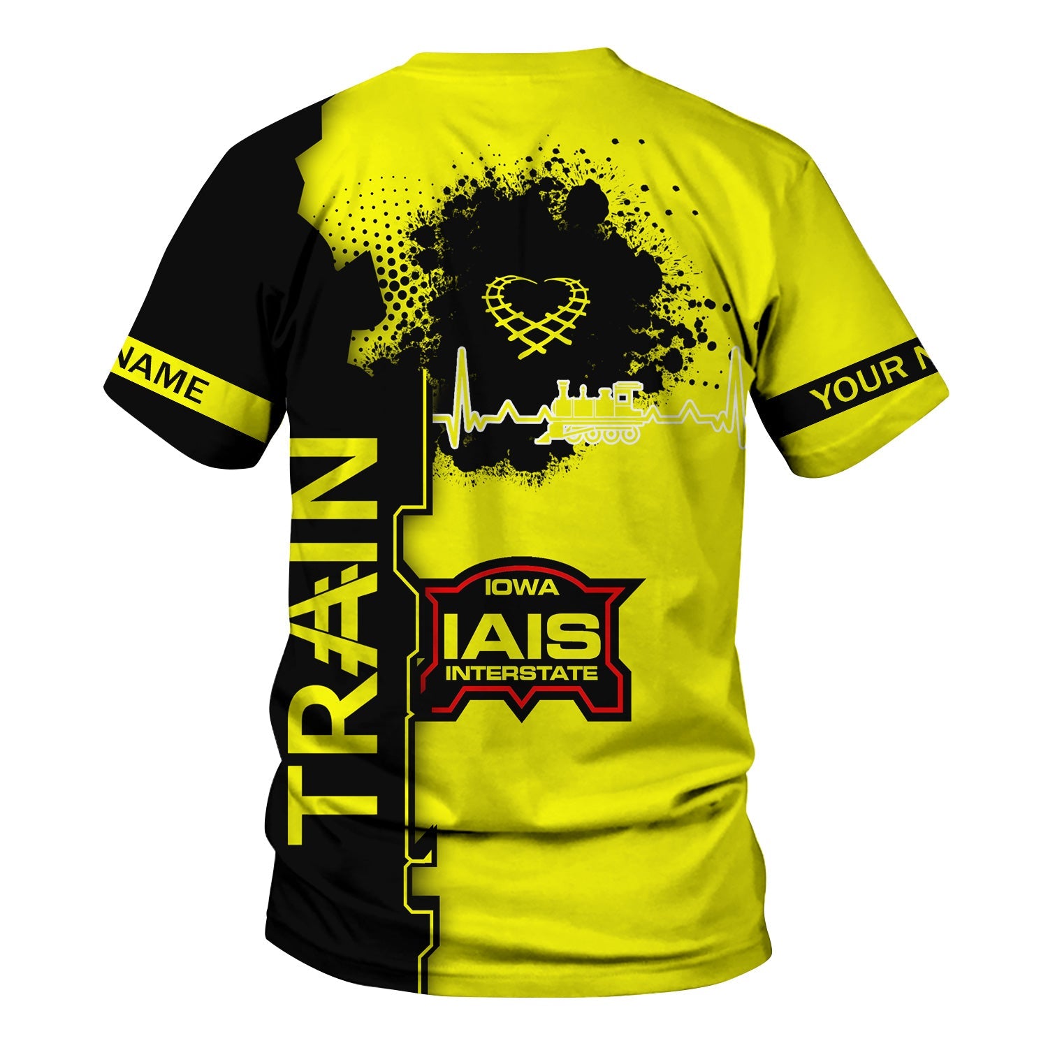 Railspirit Personalized Iowa Interstate Railroad T-Shirt Engine Heartbeat and Track Love Style IAIS Shirt Gift Idea For Train Lovers