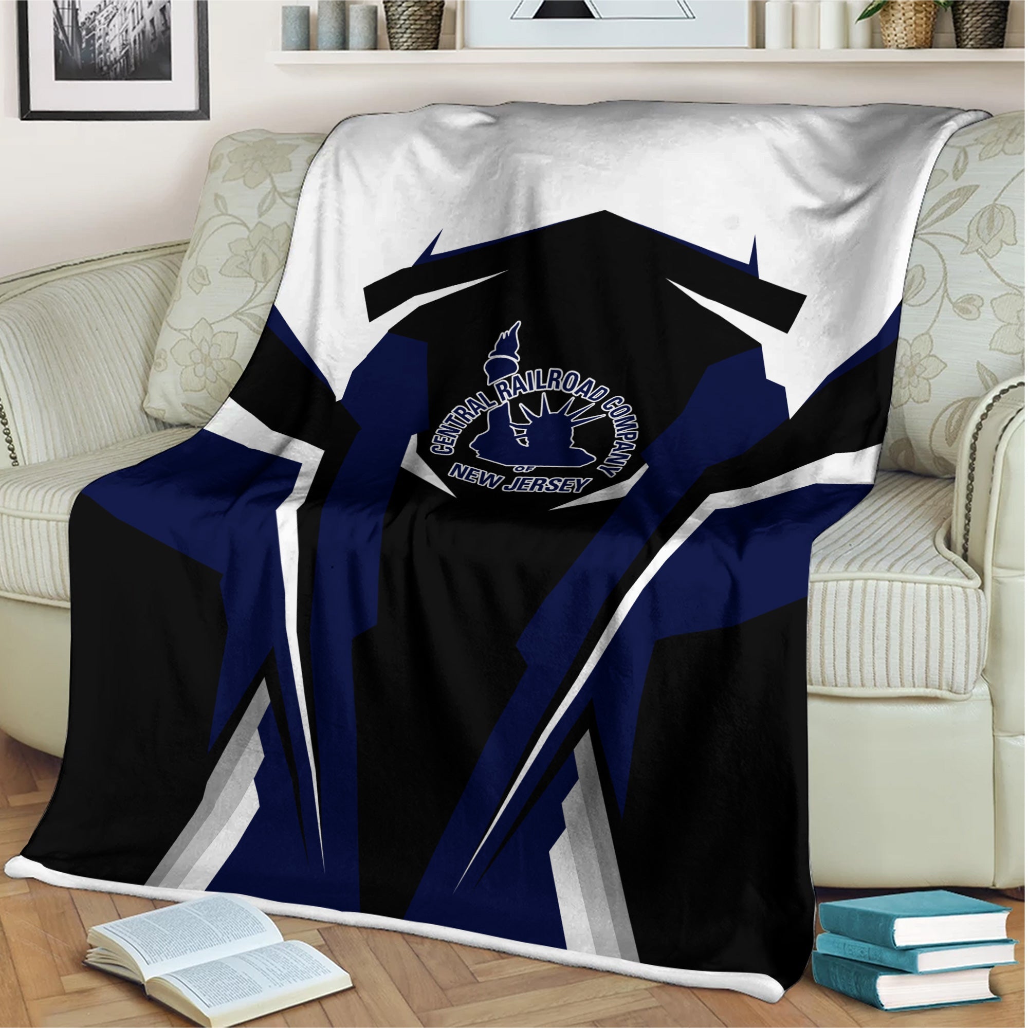 Railspirit Personalized Jersey Central Railroad Blanket Strong Line Train Blanket Gift Idea For Train Lover