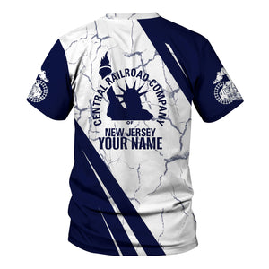 Railspirit Personalized Jersey Central Railroad T-Shirt Crackle Texture Style CNJ Shirt For Trackhead