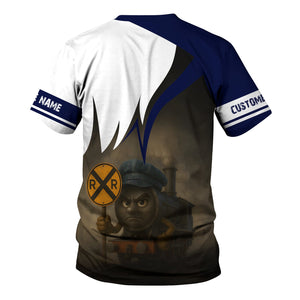 Railspirit Personalized CNJ Jersey Central Railroad T-Shirt Angry Train Shirt Gift Idea For Train Lover