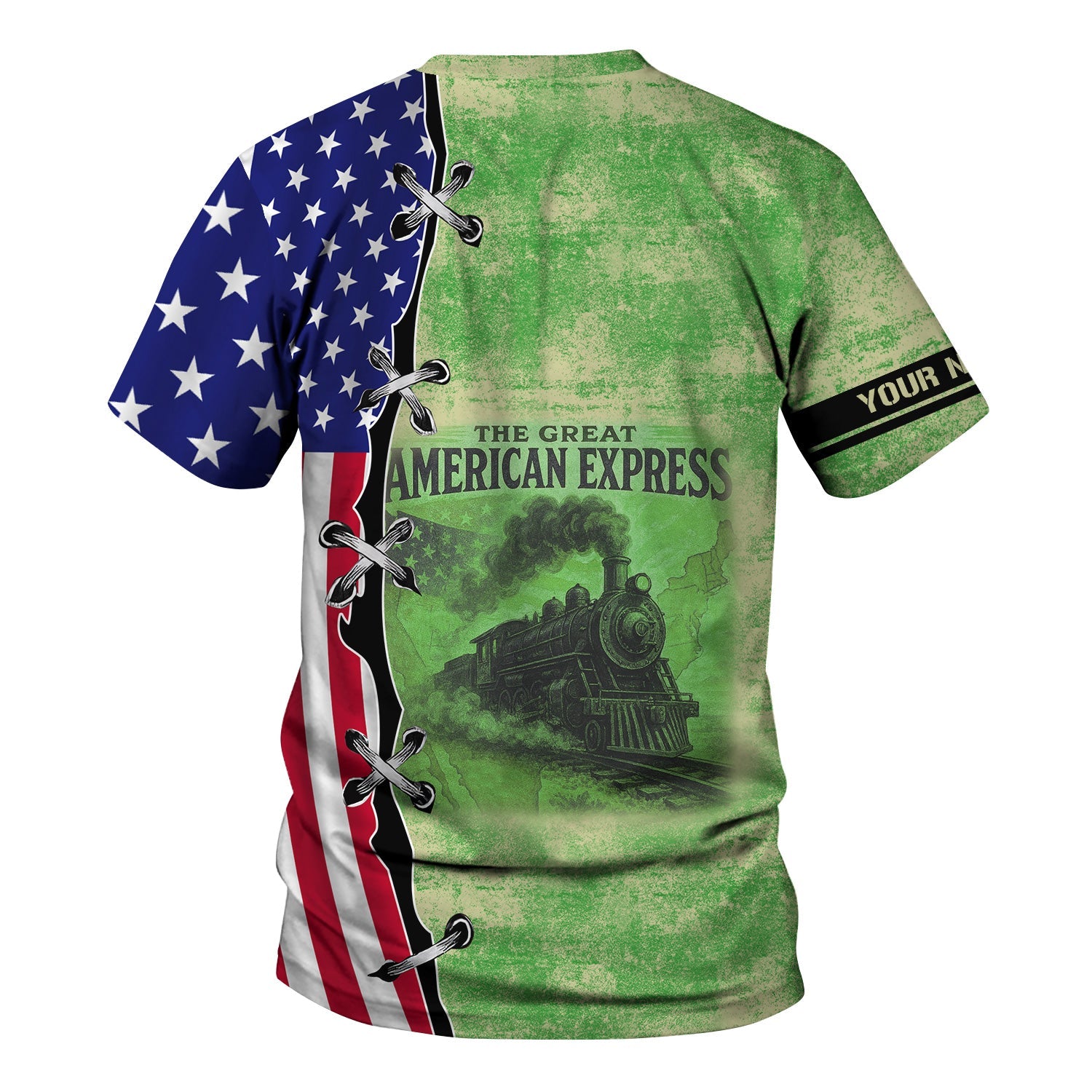 Railspirit Personalized Virginia & Truckee Railroad T-Shirt Retro American Express Train With USA Flag Shirt