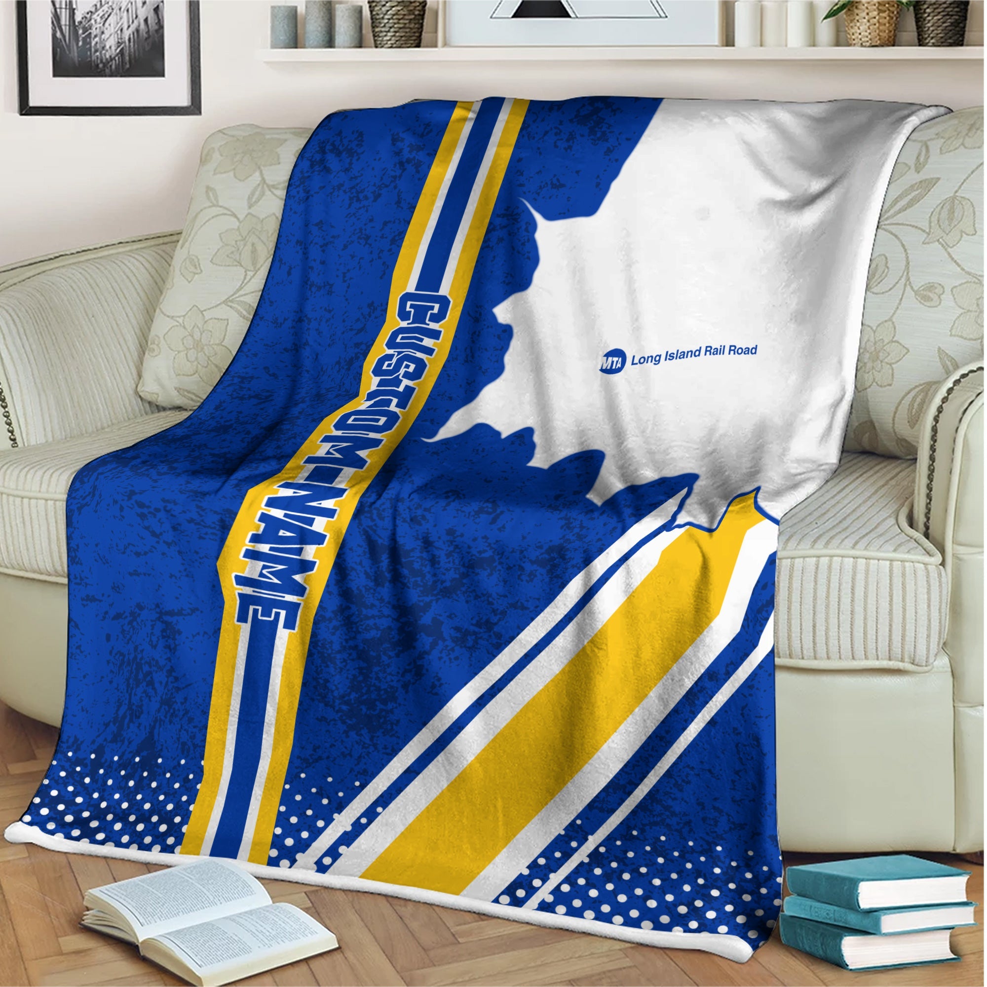 Railspirit Personalized Long Island Railroad Blanket Vintage All Over Printed Blanket