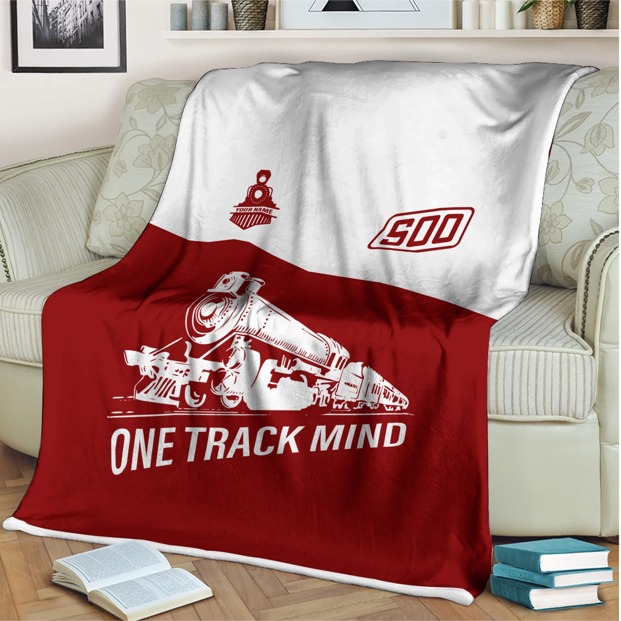 Railspirit Personalized Soo Line Railroad Blanket One Track Mind Train Blanket Gift Idea For Train Lover