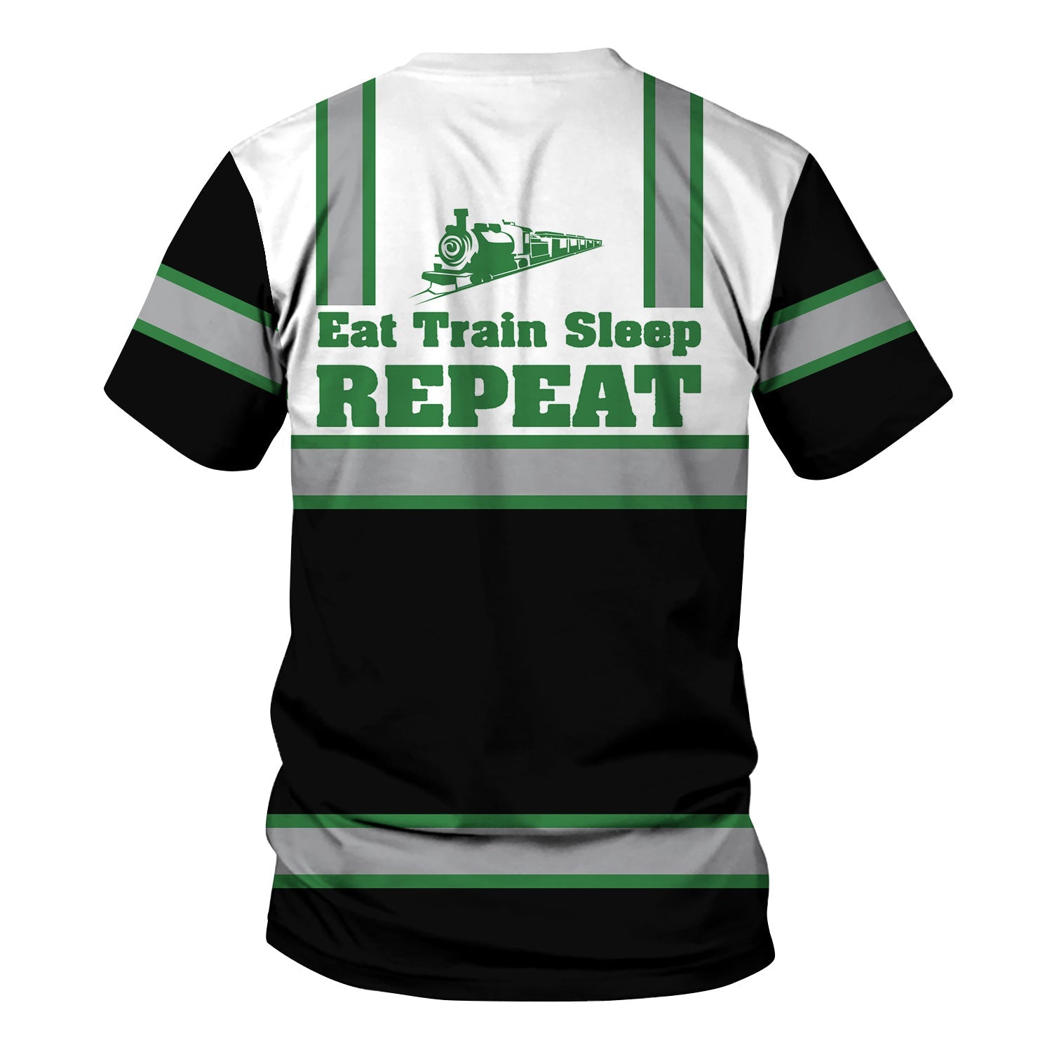 Railspirit Custom Name Burlington Northern Railroad T Shirt Eat Train Sleep Repeat Printed Train Shirt