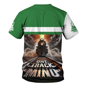 Railspirit Personalized Burlington Northern Railroad T Shirt One Track Mind Train Printed Shirt