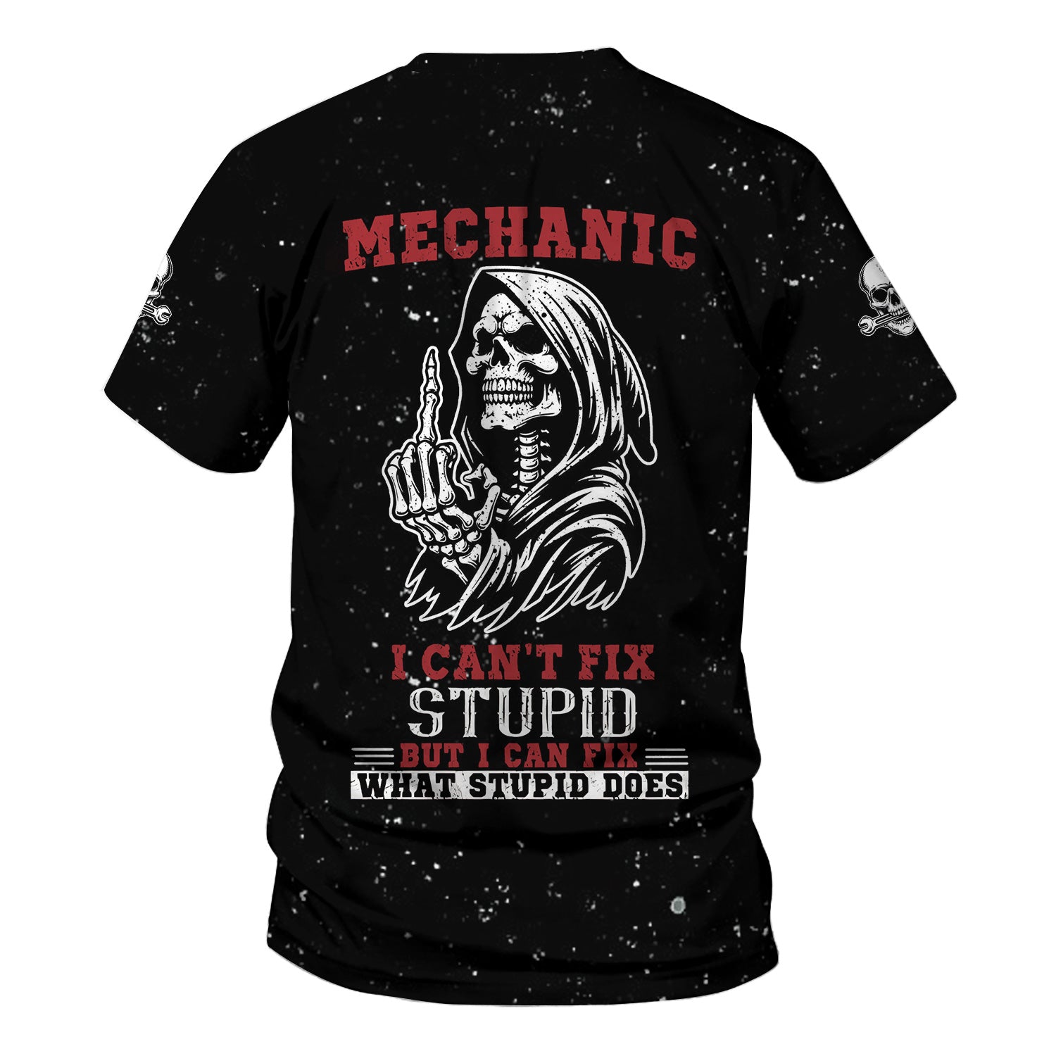 Mechanic Skeleton Shirt, Funny Fix Stupid Graphic Tee, Unique Gift for Mechanics, Skull and Bones Design, Humor Apparel for Auto Repair