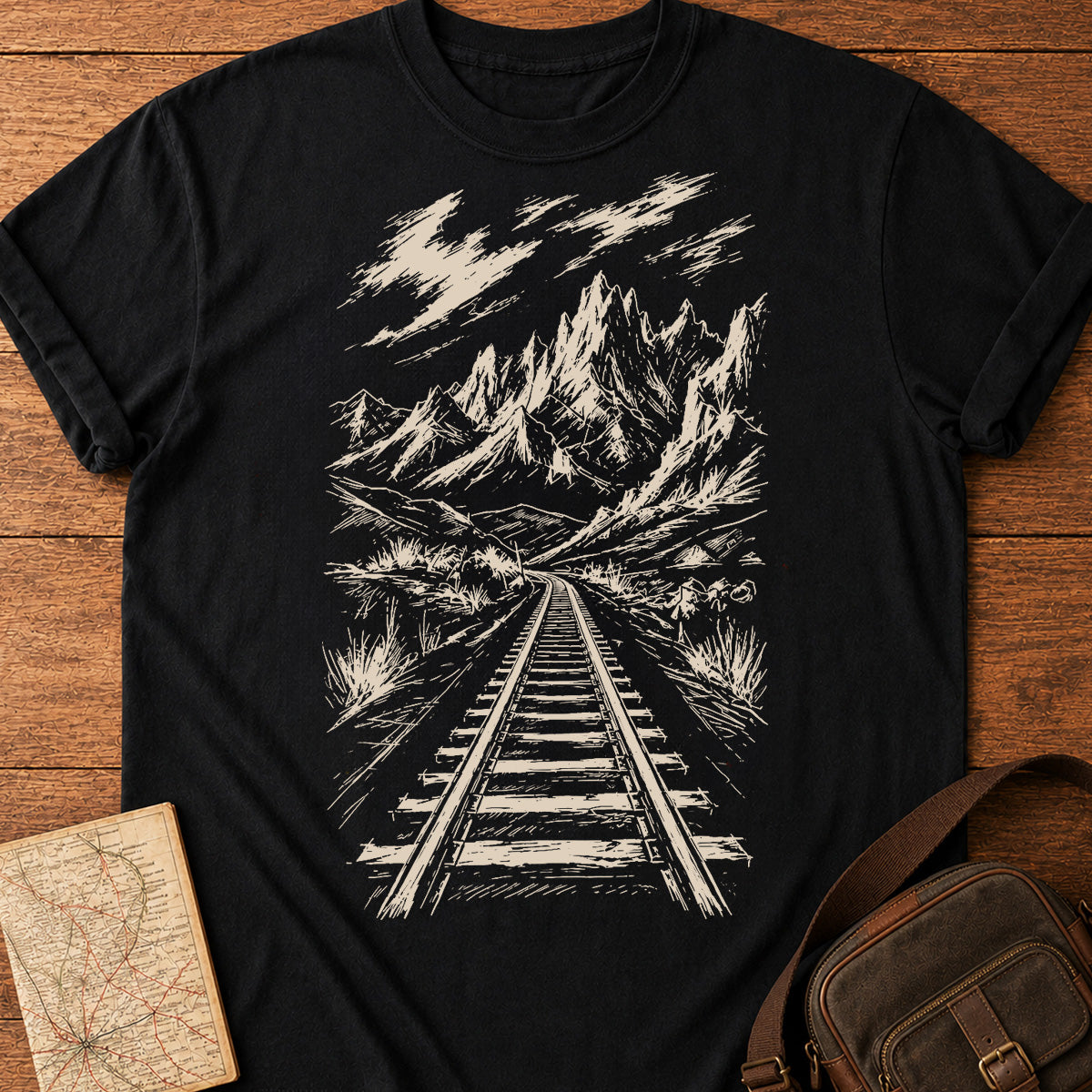 Mountain Railway Sketch T-Shirt