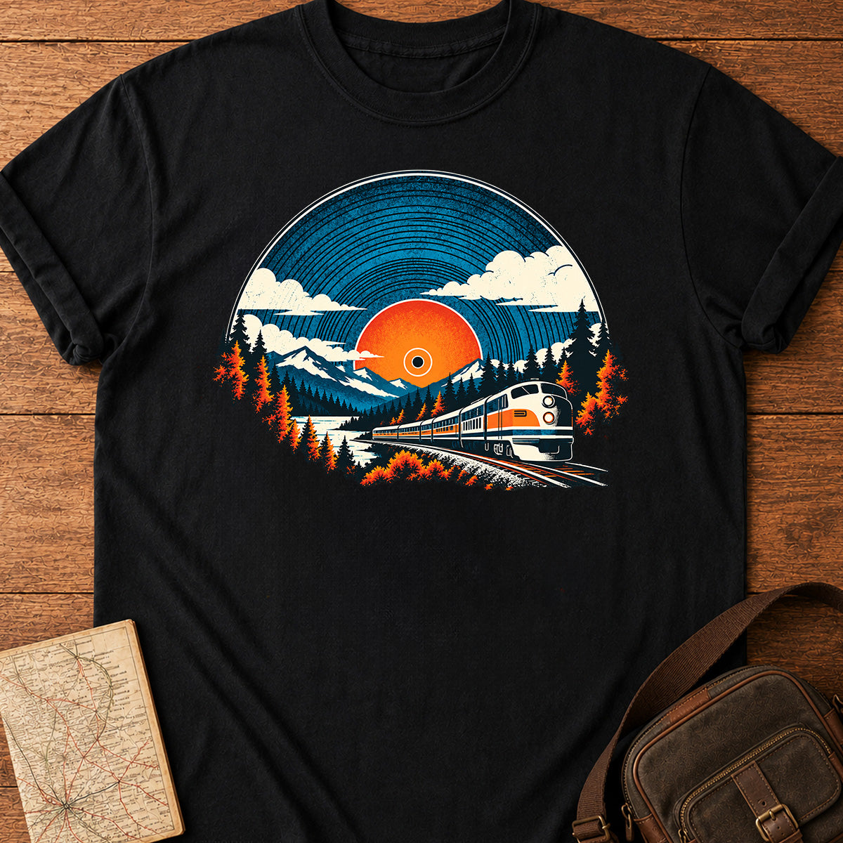 Vinyl Record Train T-shirt