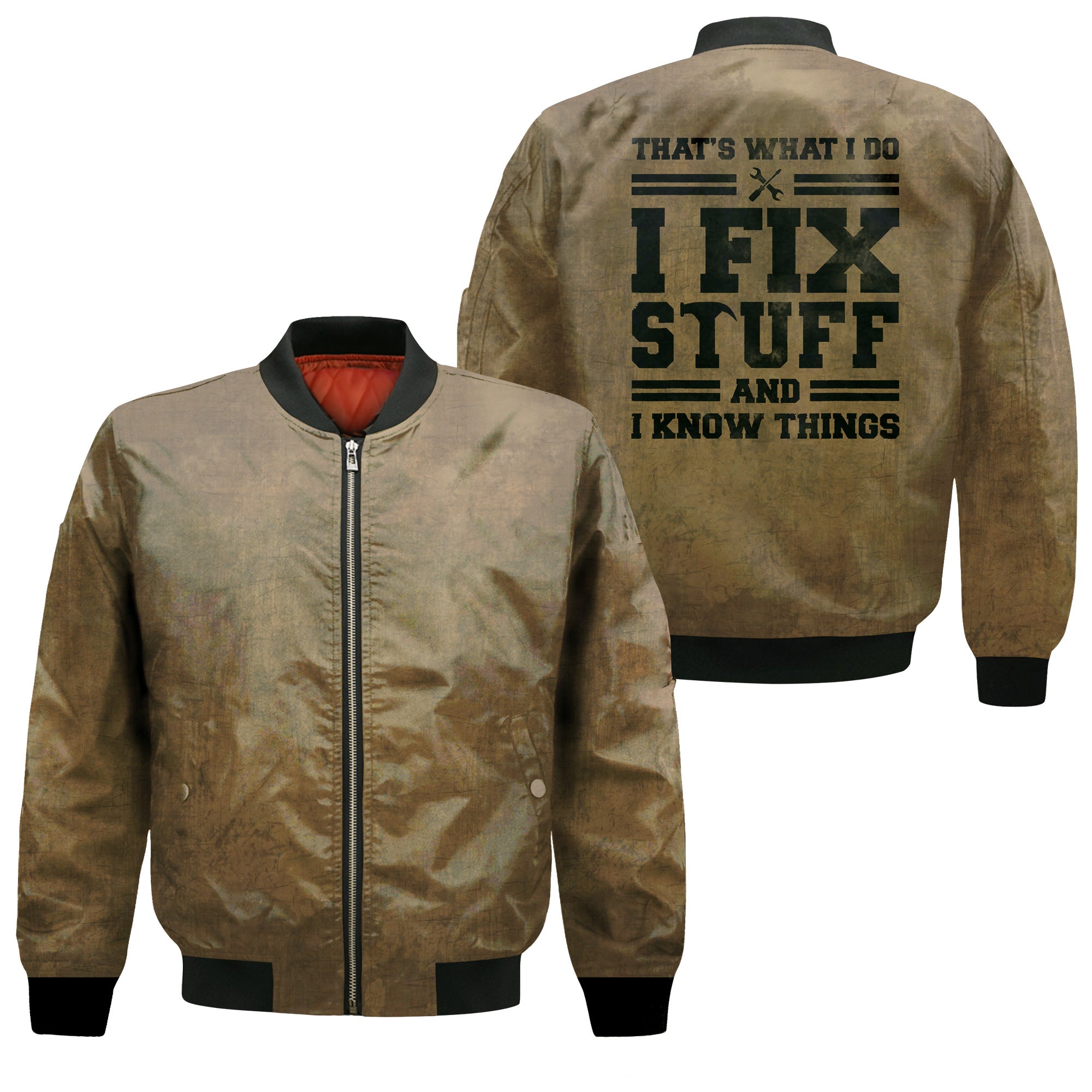 I Fix Stuff And I Know Thinks Retro Mechanic Bomber Jacket, Father’s Day Mechanic Shirt, Gift Idea For Him