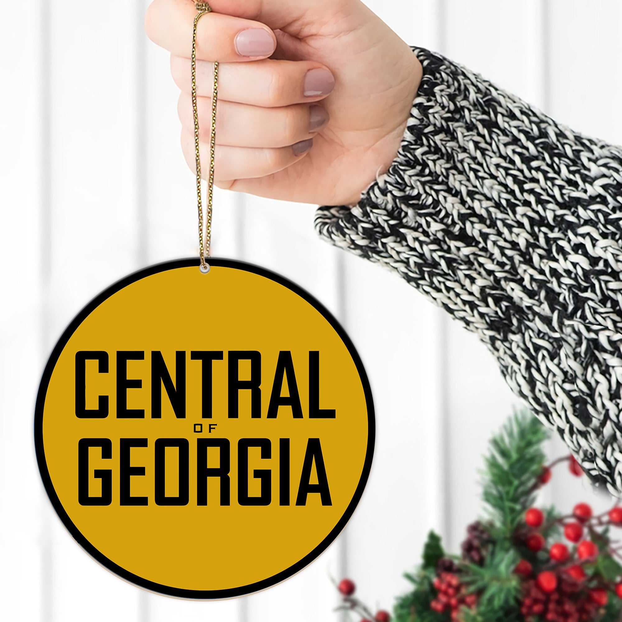 Central of Georgia Railway Ornament, Vintage Train Logo Round Christmas Tree Decoration, Retro Railway Gift for Fans