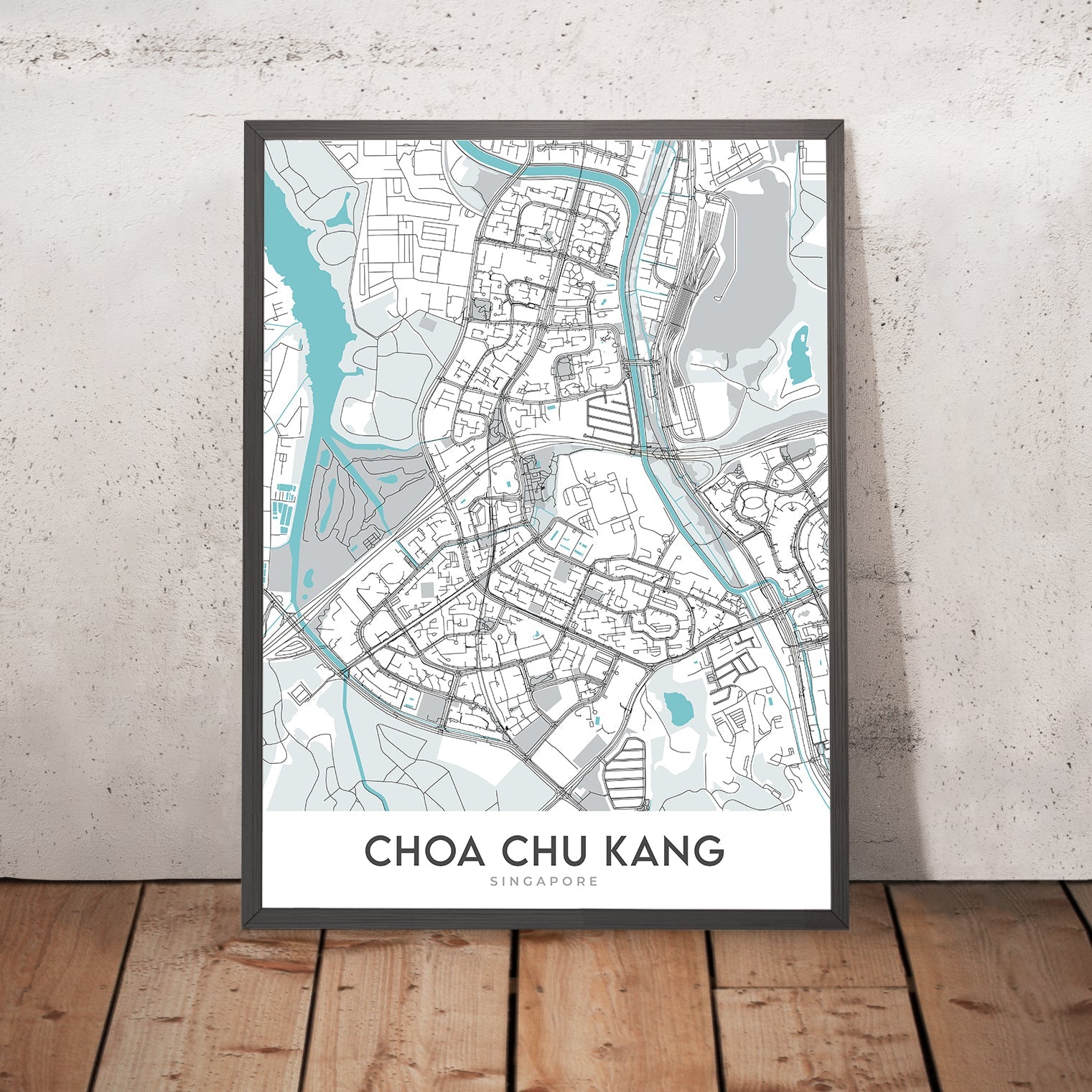 Modern City Map of Choa Chu Kang, Singapore: MRT Station, Lot One Mall, CCK Park, Warren Golf Club, Teck Whye Centre