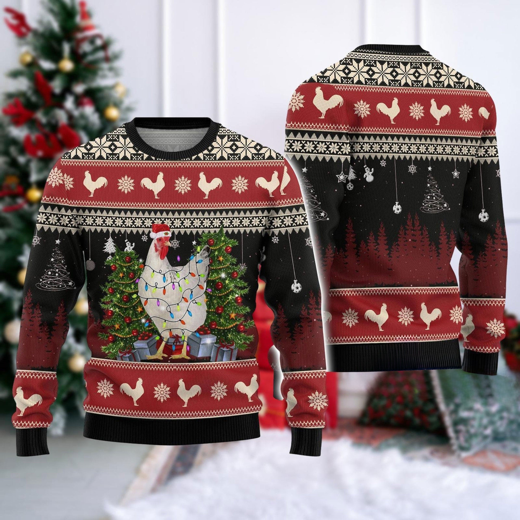 Christmas Sweater, Funny Chicken Sweater, Chicken Ugly Christmas Sweater, Chicken Ugly Sweater, Ugly Sweater 2023
