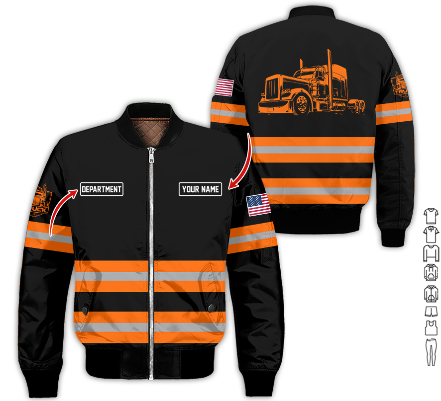 Custom Name Love Truck Shirt, Orange Gift for Men, Husband, or Dad, Trucker Apparel For Men