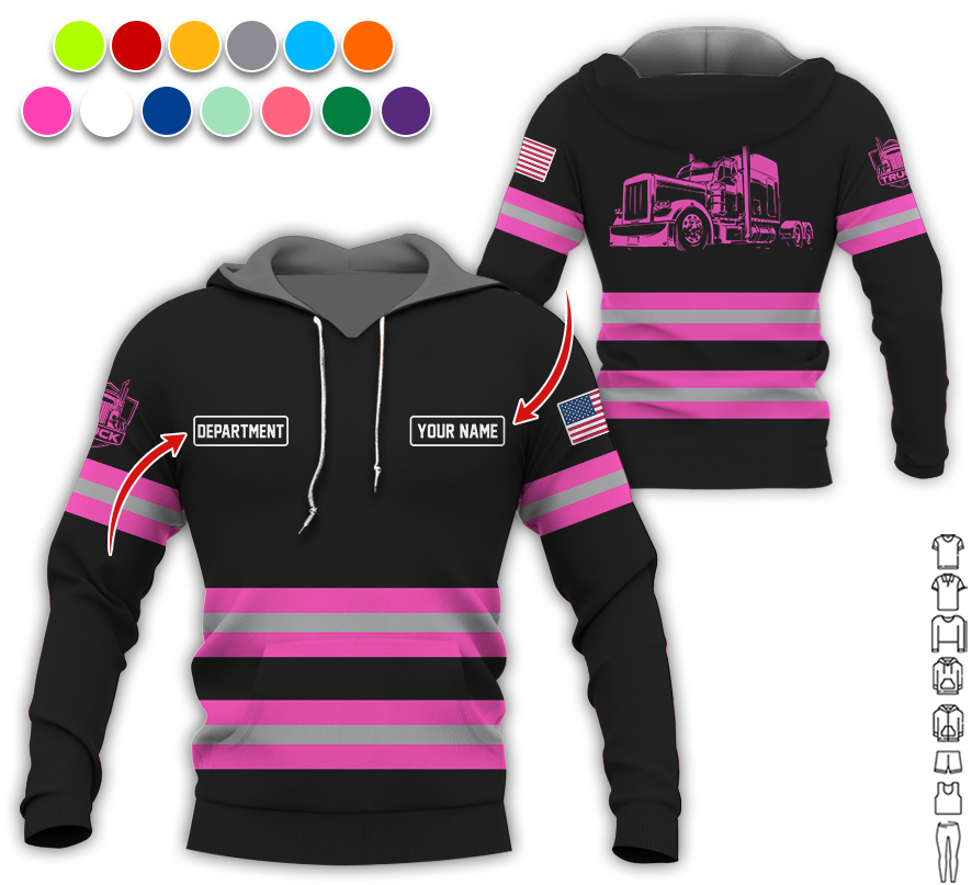 Custom Name Love Truck Shirt, Pink Gift for Men, Husband, or Dad, Trucker Apparel For Men