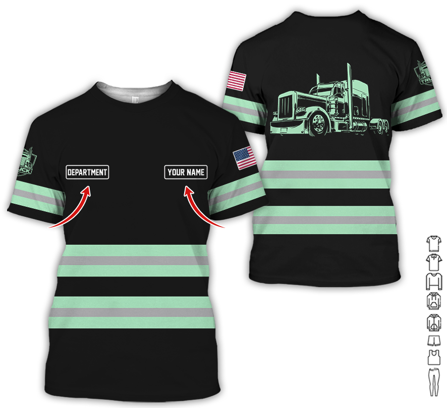 Custom Name Love Truck Shirt, Seafoam Gift for Men, Husband, or Dad, Trucker Apparel For Men