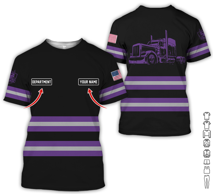 Custom Name Love Truck Shirt, Purple Gift for Men, Husband, or Dad, Trucker Apparel For Men