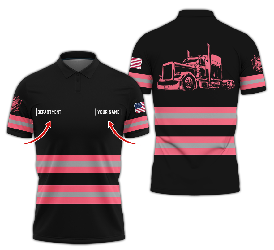 Custom Name Love Truck Shirt, Neon Pink Gift for Men, Husband, or Dad, Trucker Apparel For Men