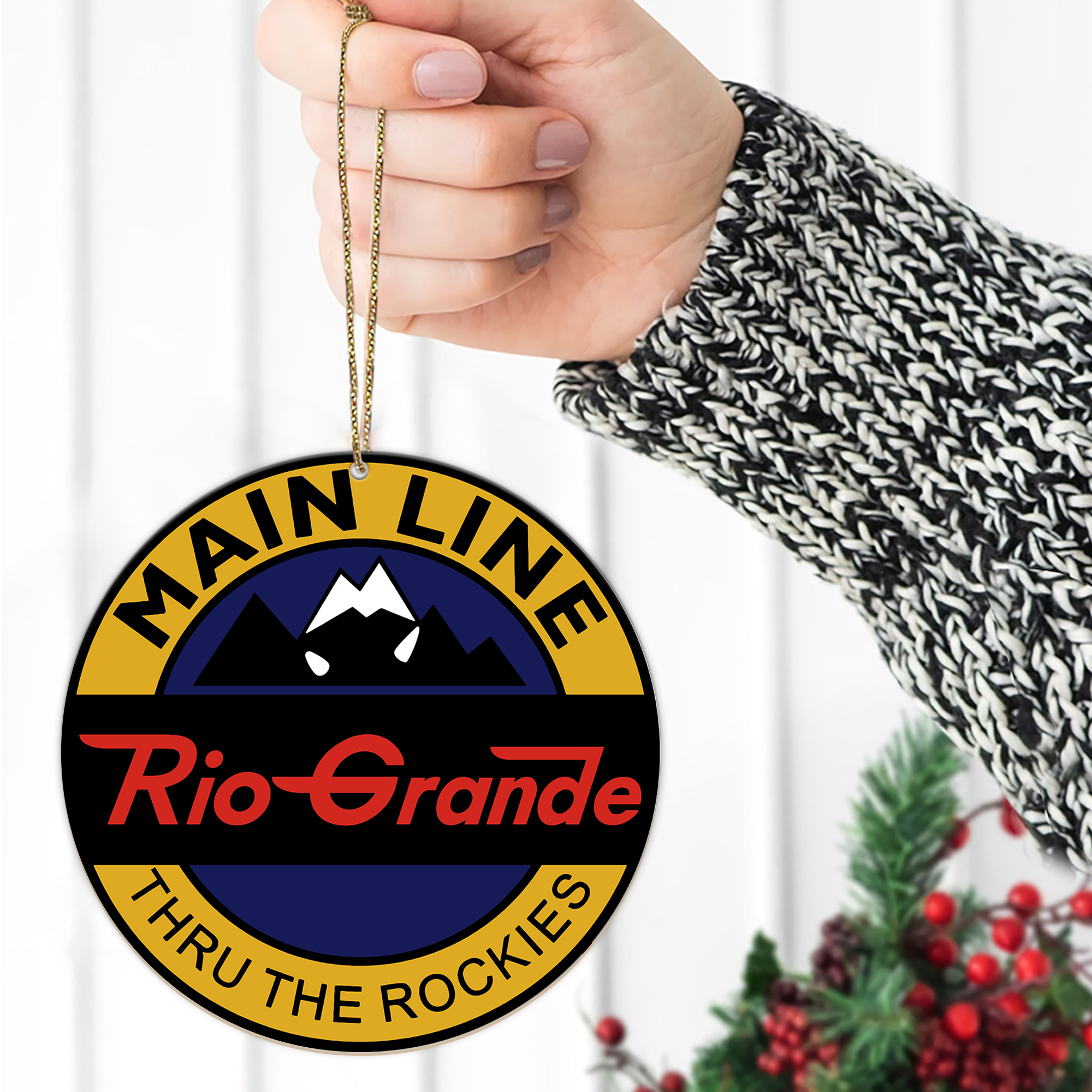 Denver and Rio Grande Western Railroad Ornament, Retro Train Logo Christmas Decor, Vintage Railway Gift Idea