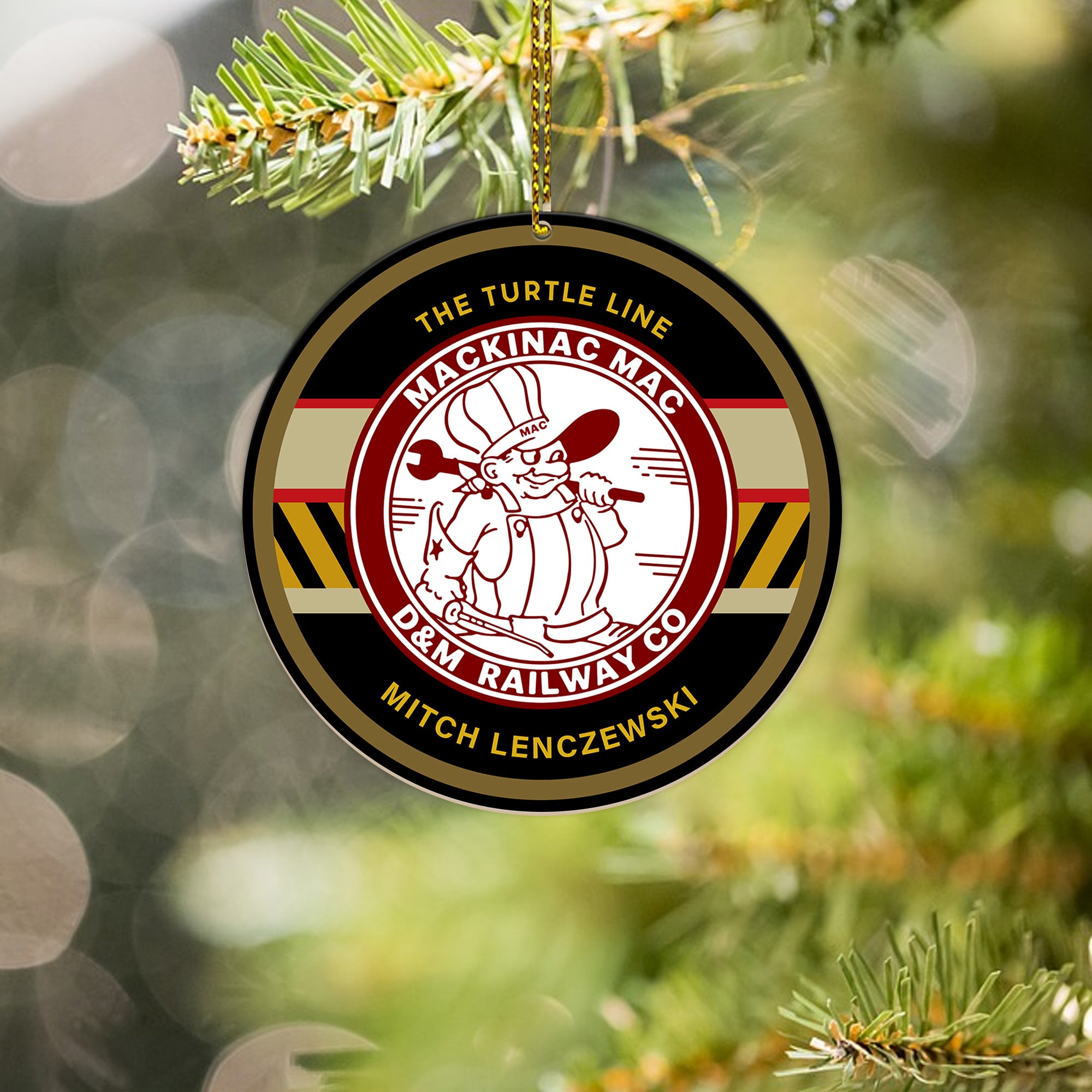 Detroit Rairoad Ornament, Vintage Train Logo Christmas Decoration, Retro Railway Gift Idea