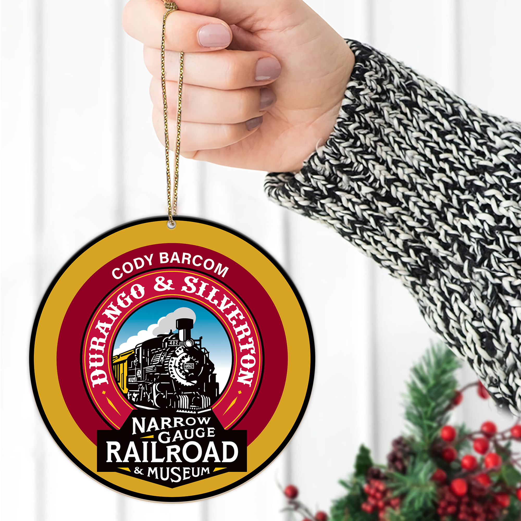 Durango and Silverton Narrow Gauge Railroad Ornament, Vintage Train Logo Christmas Decoration for Collectors