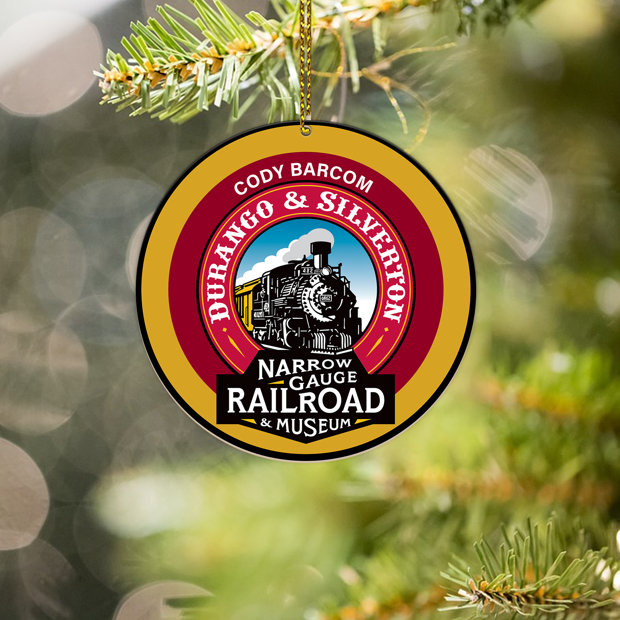 Durango and Silverton Narrow Gauge Railroad Ornament, Vintage Train Logo Christmas Decoration for Collectors