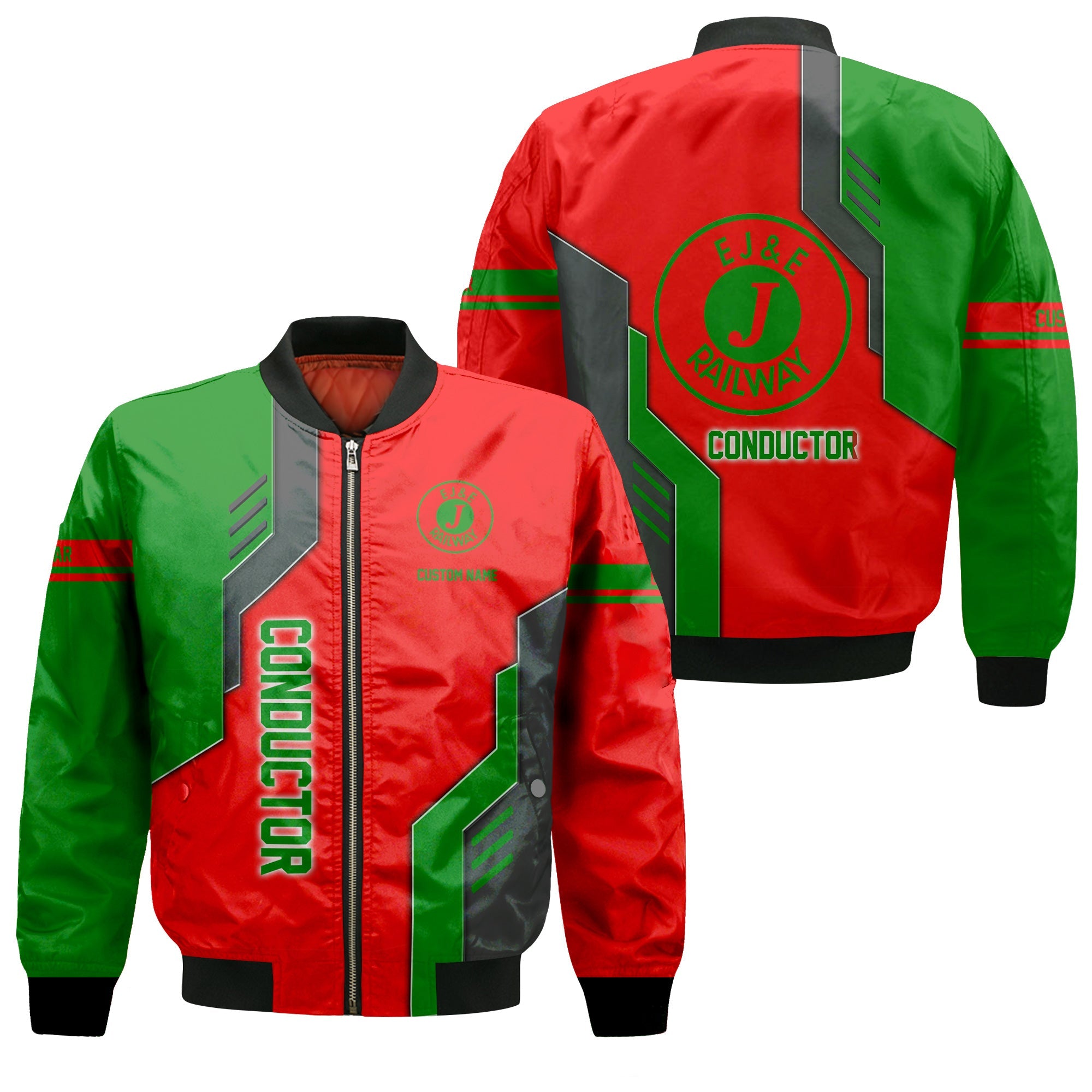 Railspirit Personalized Elgin Joliet And Eastern Railroad Bomber Jacket Unique Railway Style with Custom Job Train Jacket