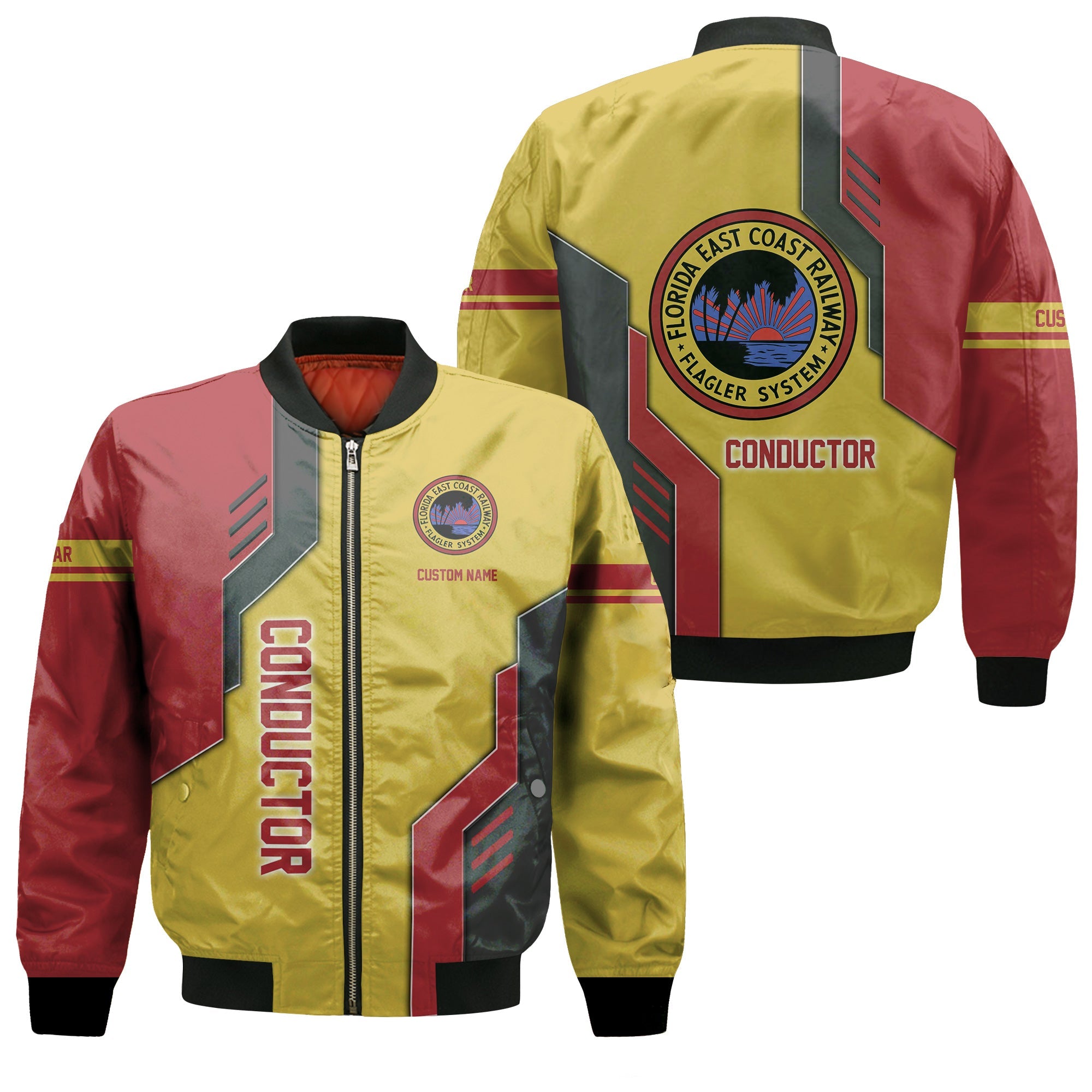 Railspirit Personalized Florida East Coast Railway Bomber Jacket Unique Railway Style with Custom Job Train Jacket
