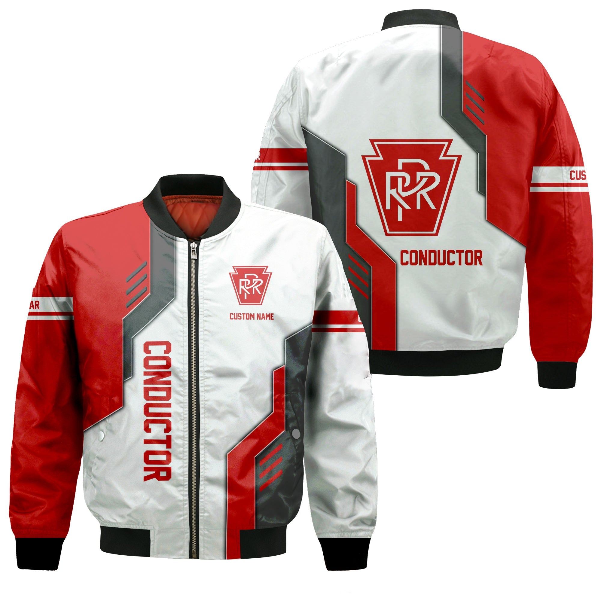 Railspirit Personalized Pennsylvania Railroad Bomber Jacket Unique Railway Style with Custom Job Train Jacket